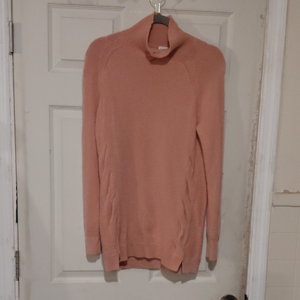 Garnet Hill Womens Size S 100% Cashmere Soft Coral Turtleneck Sweater